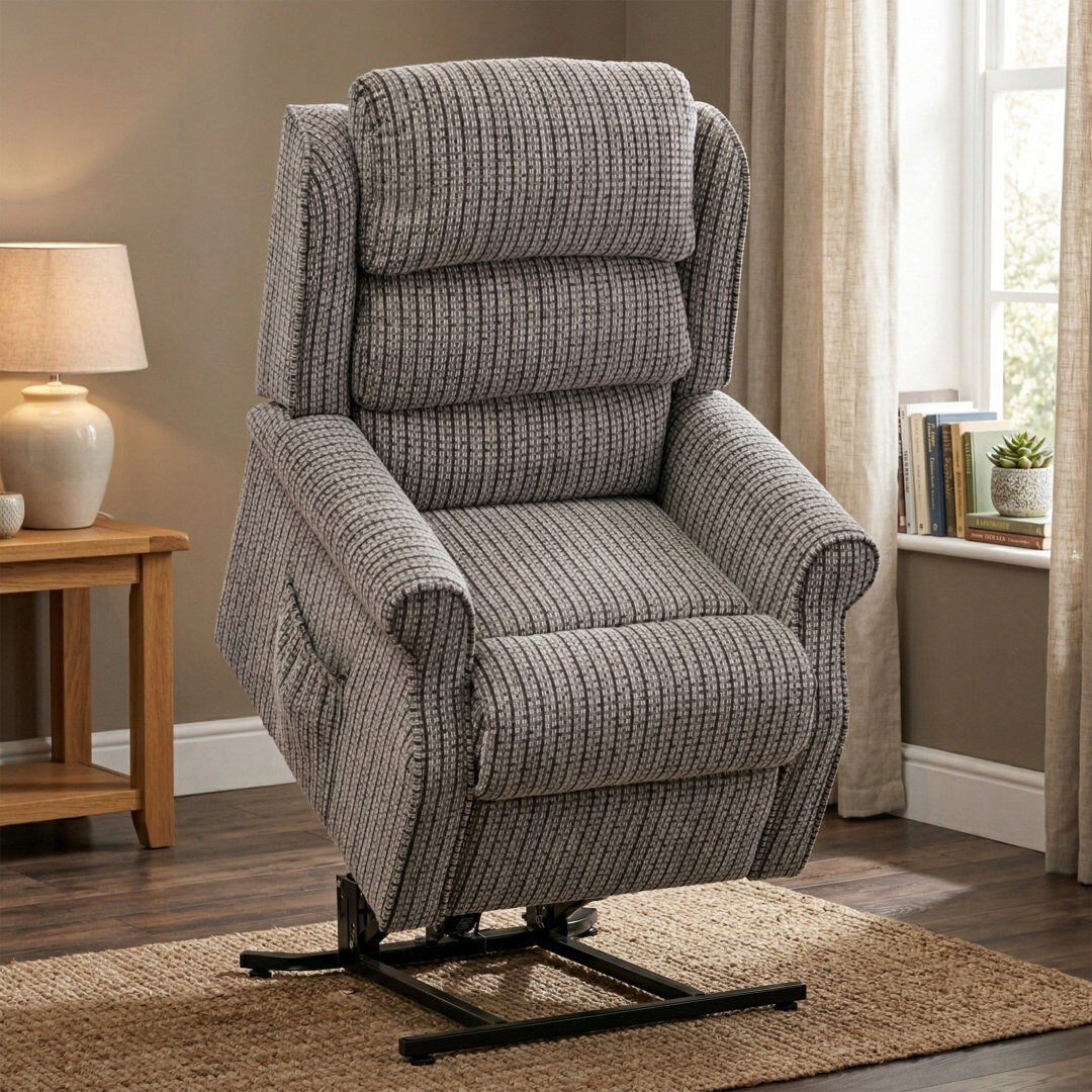 ClassicLiving Lainey 79Cm Wide Electric Lift Assist Recliner Latte Polyester Blend 106cm H X 79cm W X 90cm D