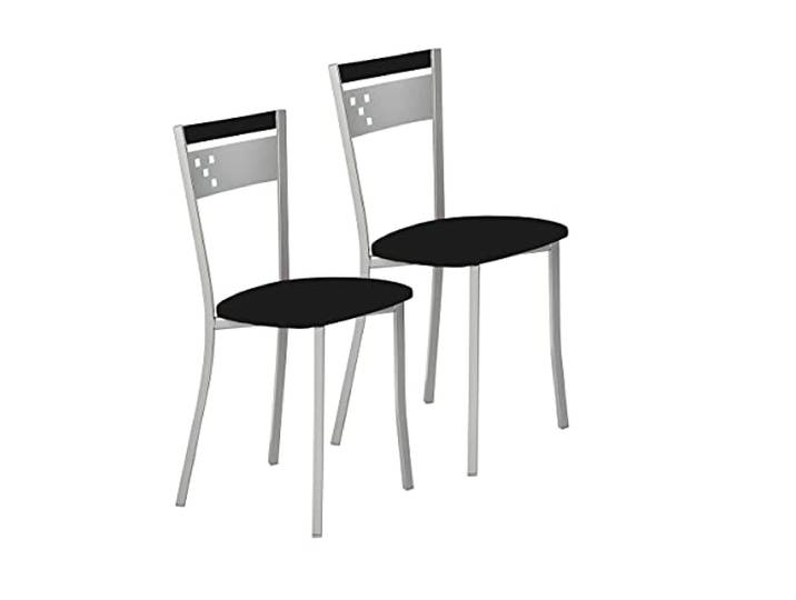 ASTIMESA Zwei Küchenstühle aus Metall, Rückenlehne und Sitz, Schwarz
