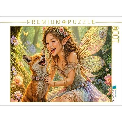 CALVENDO Puzzle Die Verspielte Fee - Frühling voller Lebensfreude | 1000 Teile Lege-Größe 64x48cm Foto-Puzzle für glückliche Stunden