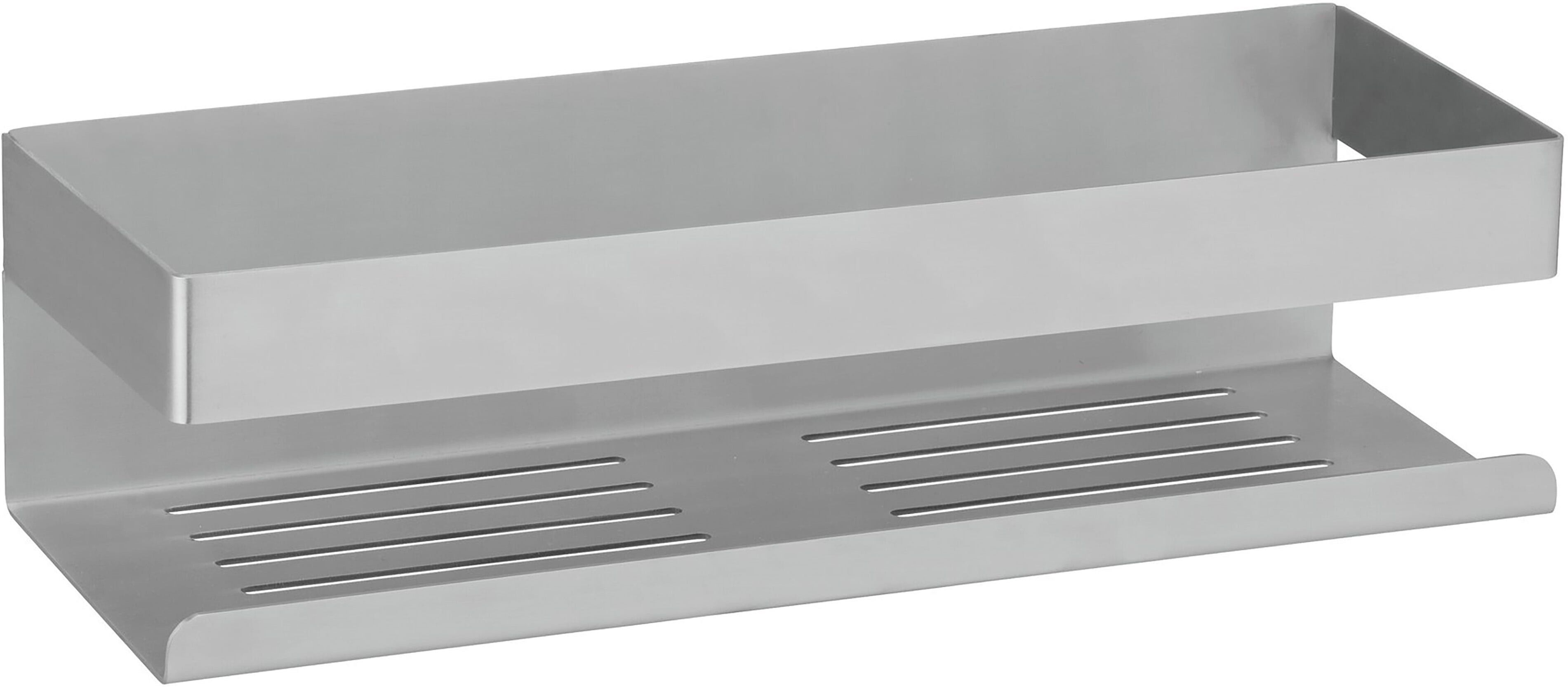 Tecnomat PORTAOGGETTI RETTANGOLARE NERVI RIPIANO 1 IN ACCIAIO INOX FISSAGGIO ADESIVO 30x8x10,5 cm LxHxP