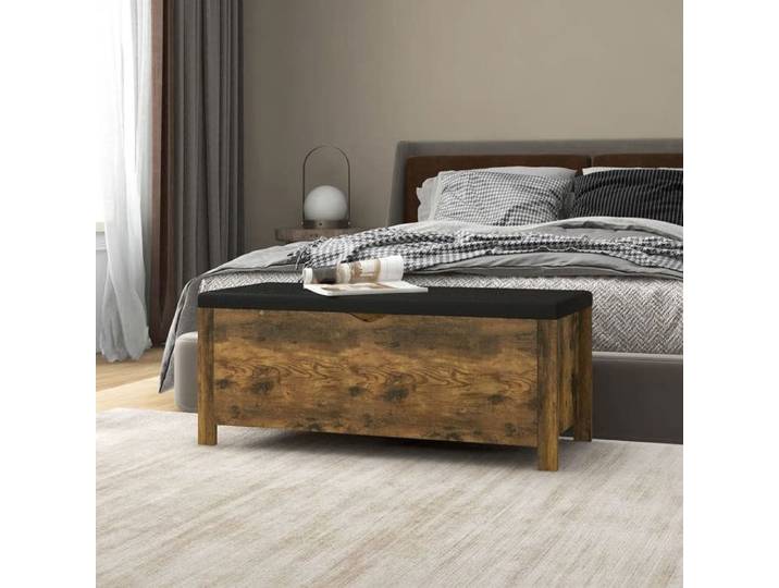 Lemon Boîte de rangement vidaxl Malle de rangement et coussin Chêne fumé 105x40x45 cm Aggloméré CCL97951016