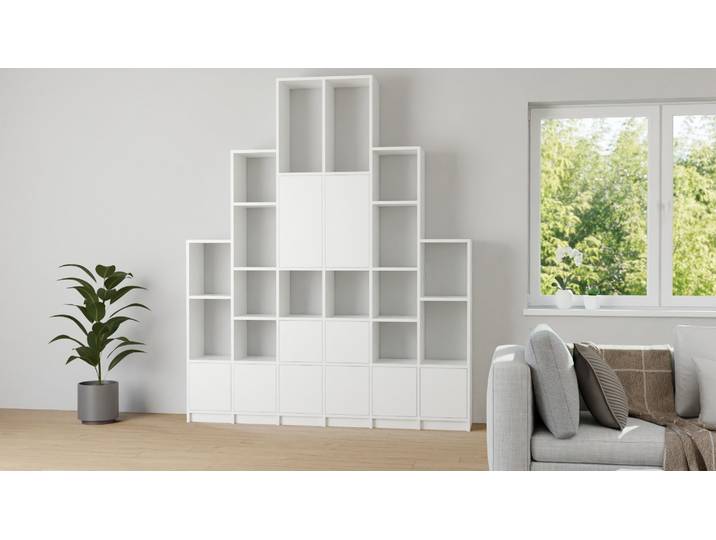 Moderne Wohnwand MDF Beschichtet MDF Weiß matt
