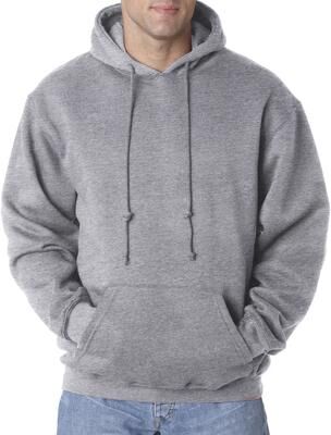 Bayside BA960 USA-Made Hooded Sweatshirt in Dark Ash size XL 960
