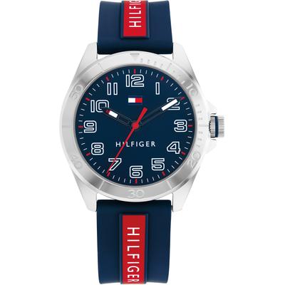 Quarzuhr TOMMY HILFIGER "KIDS", bunt (dunkelblau, rot), Armbanduhren, Kinder, Quarzuhr, Armbanduhr, Kinderuhr, analog, Silikonarmband, Geschenkidee