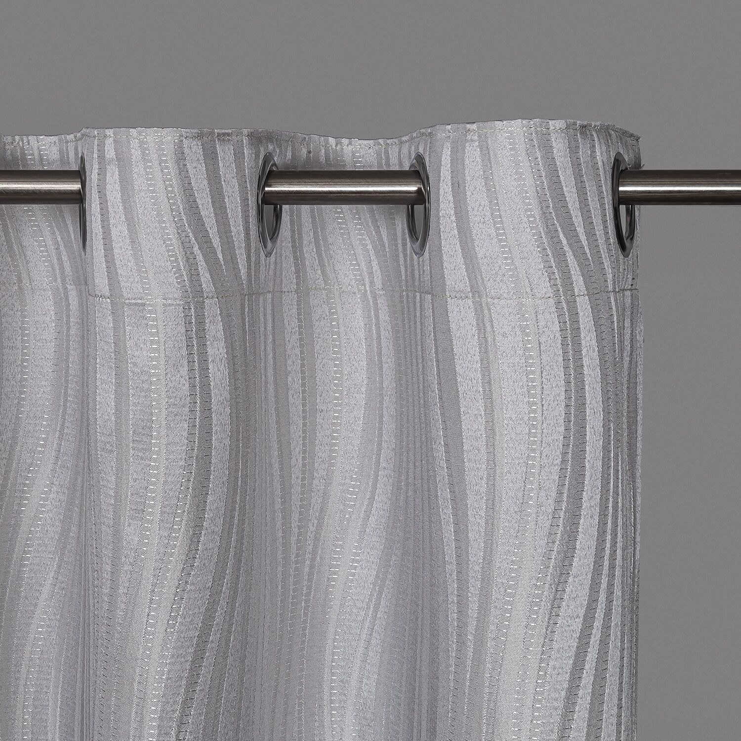 Vorhang GERSTER "Raja" Gr. 1, silber (silberfarben), B:45cm H:245cm, Polyester, Gardinen, Vorhang, SB-Ösenschal "Raja" silberfarben 245cm, Ösen, 45cm