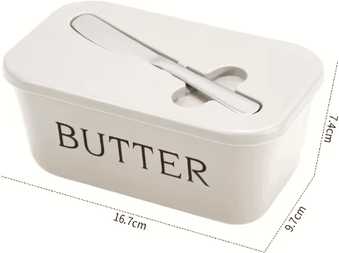 Inspire Picks Butter Dish With Lid And Knife Sealed Butter Storage Box With Built In Slicer white