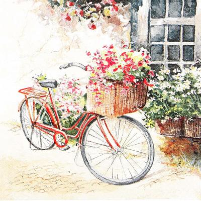Home Fashion, Flower Bike, Lunch-Servietten aufgefaltetes Maß 33 cm x 33 cm, im Viertelfalz, 20 Stück pro Pack