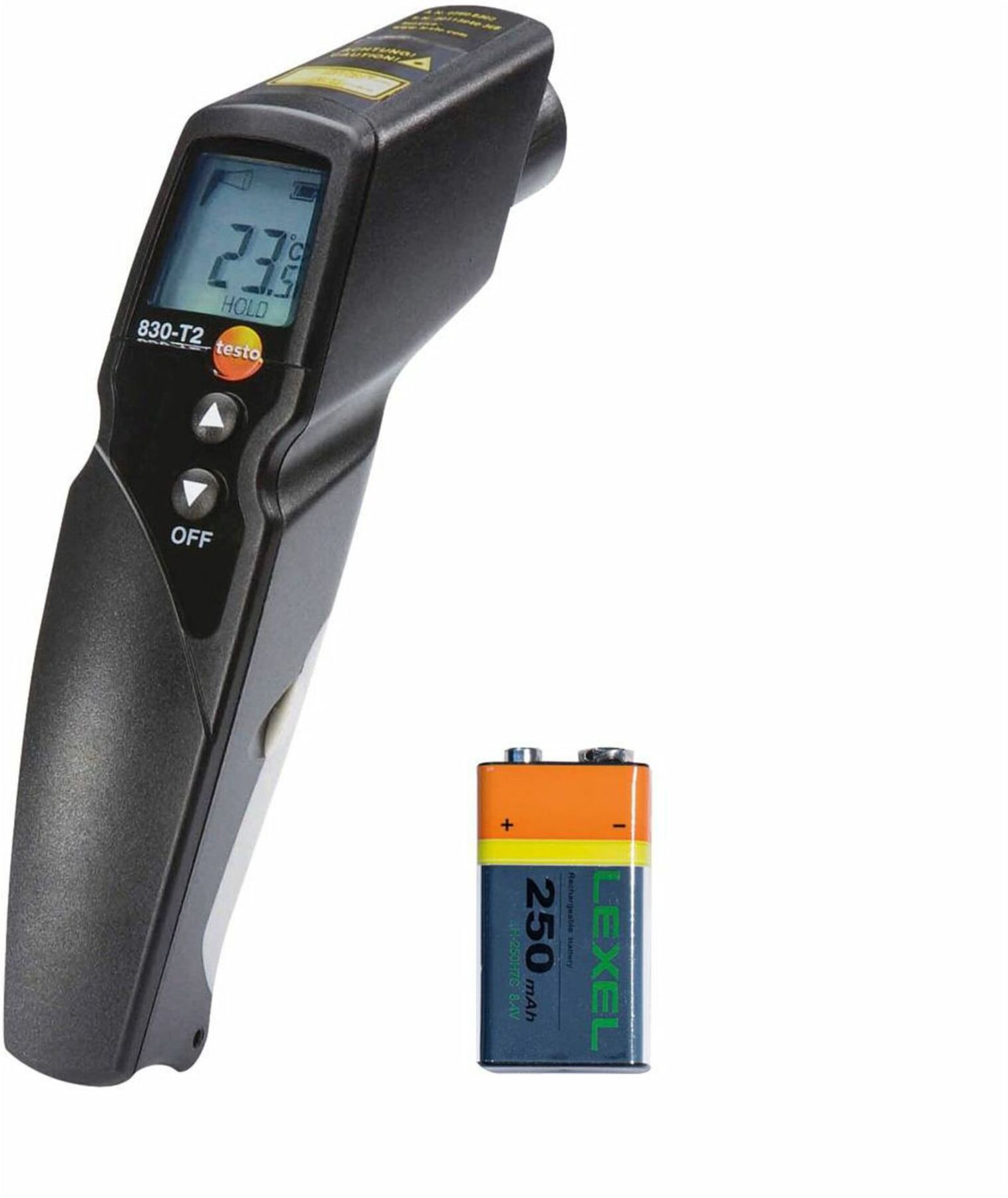 Testo T2 Infrarot-Temperaturmessgerät mit Lasermarkierung und Displaybeleuchtung, 0560 8312)