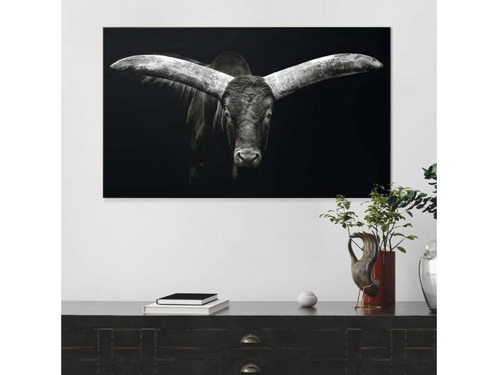 Wandbild REINDERS Ochse , schwarz (farbe bild(er): schwarz, weiß), B:118cm H:70cm T:3,7cm, Holzwerkstoff, Bilder, Wandbild