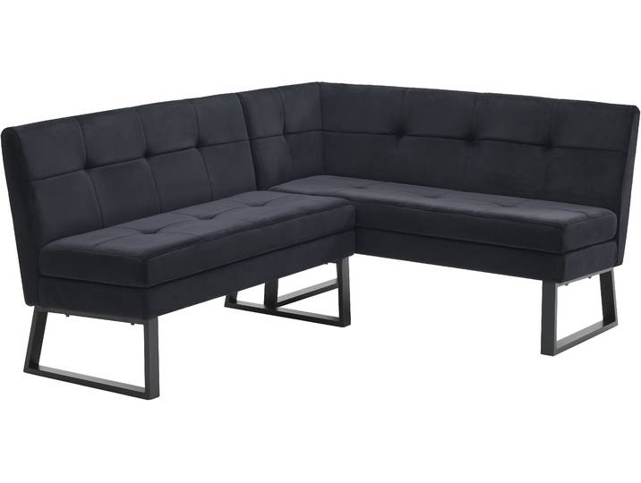 Eckbank GOODPRODUCT Geranie, Sitzbank, Essbank, pflegeleichter Strukturstoff , schwarz, B:184cm T:61,5cm, Polyester, Sitzbänke, Eckbank, Eckbank inkl. Stauraum, Pulverbeschichtetes Metallgestell