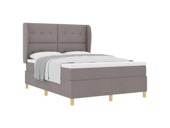 KKgypkn Boxspringbett mit Matratze Taupe 200 x 160 cm Stoff, verstellbares Kopfteil, mittelfeste Matratze aus Taschenfedern und Schaum, Holzwerkstoff und Kiefernholz