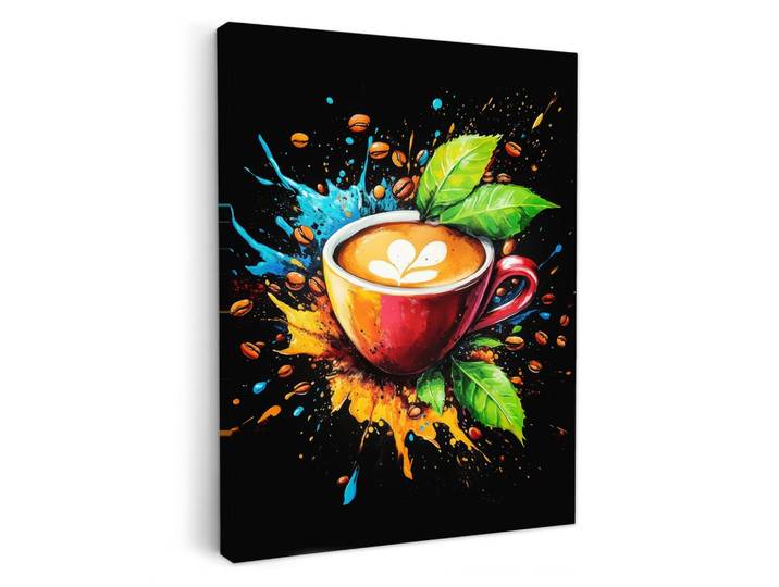 LEINWANDBILD Kaffee - Graffiti - Trinken - Abstrakt Wandbild Wohnzimmer 60x80 cm