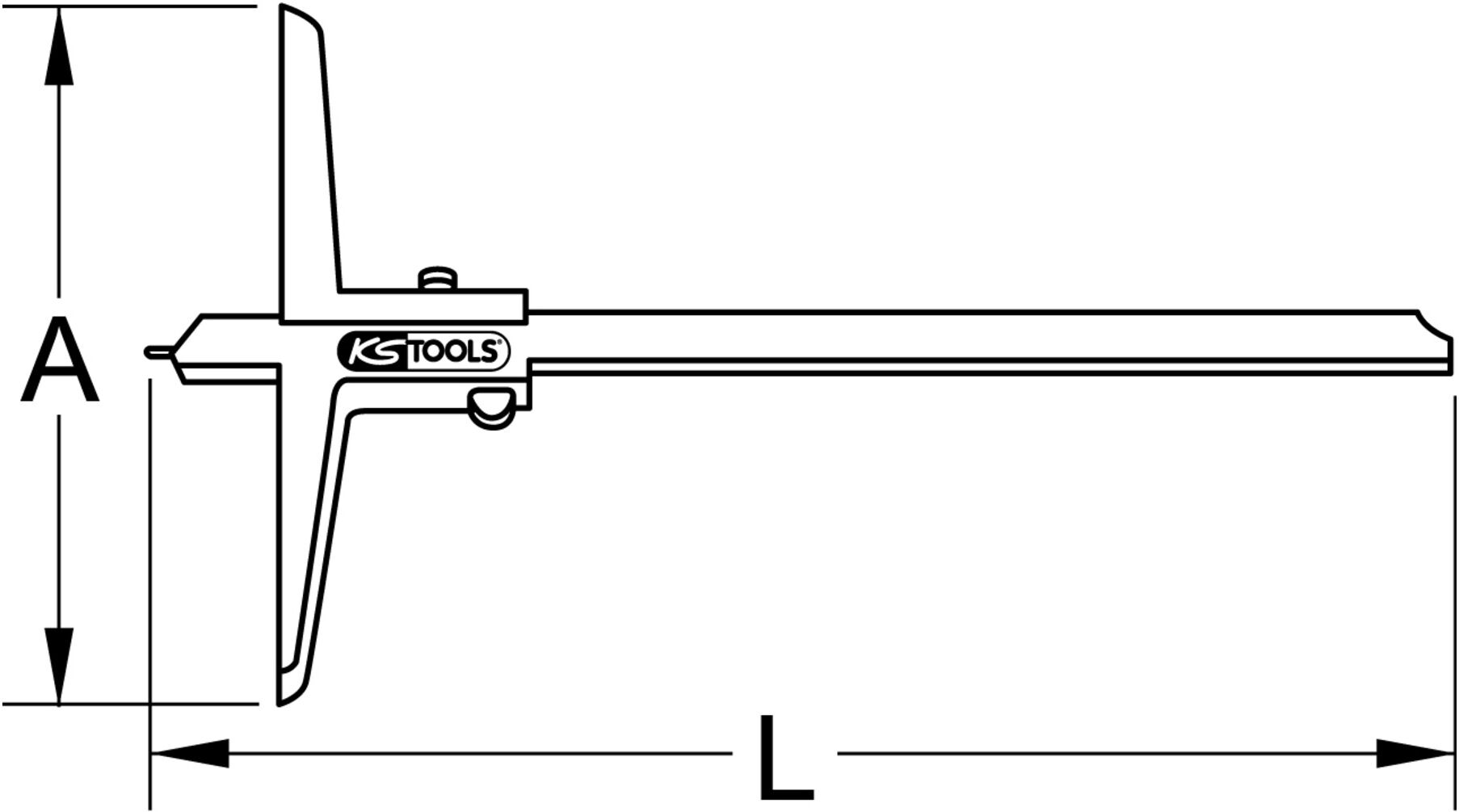 KS Tools Tiefenmessschieber mit Messstift, 0-80mm (300.0551)