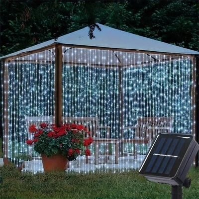Uplift Picks Solar Curtain Lights Create Magical Outdoor Backdrops For Gardens Patios Celebrations white 4mx3m 400leds