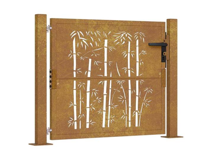 vidaXL Gartentor 100/75 Cm Cortenstahl Bambus-Design, Braun, Metall, 80 cm, Gartenzubehör