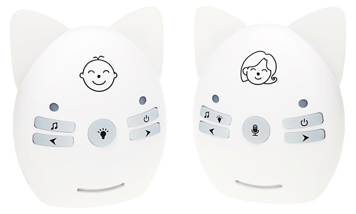 Zimilo draadloze babyfoon met spreek- en luisterfunctie, FHSS-technologie, muziekfunctie en nachtlampje, wit