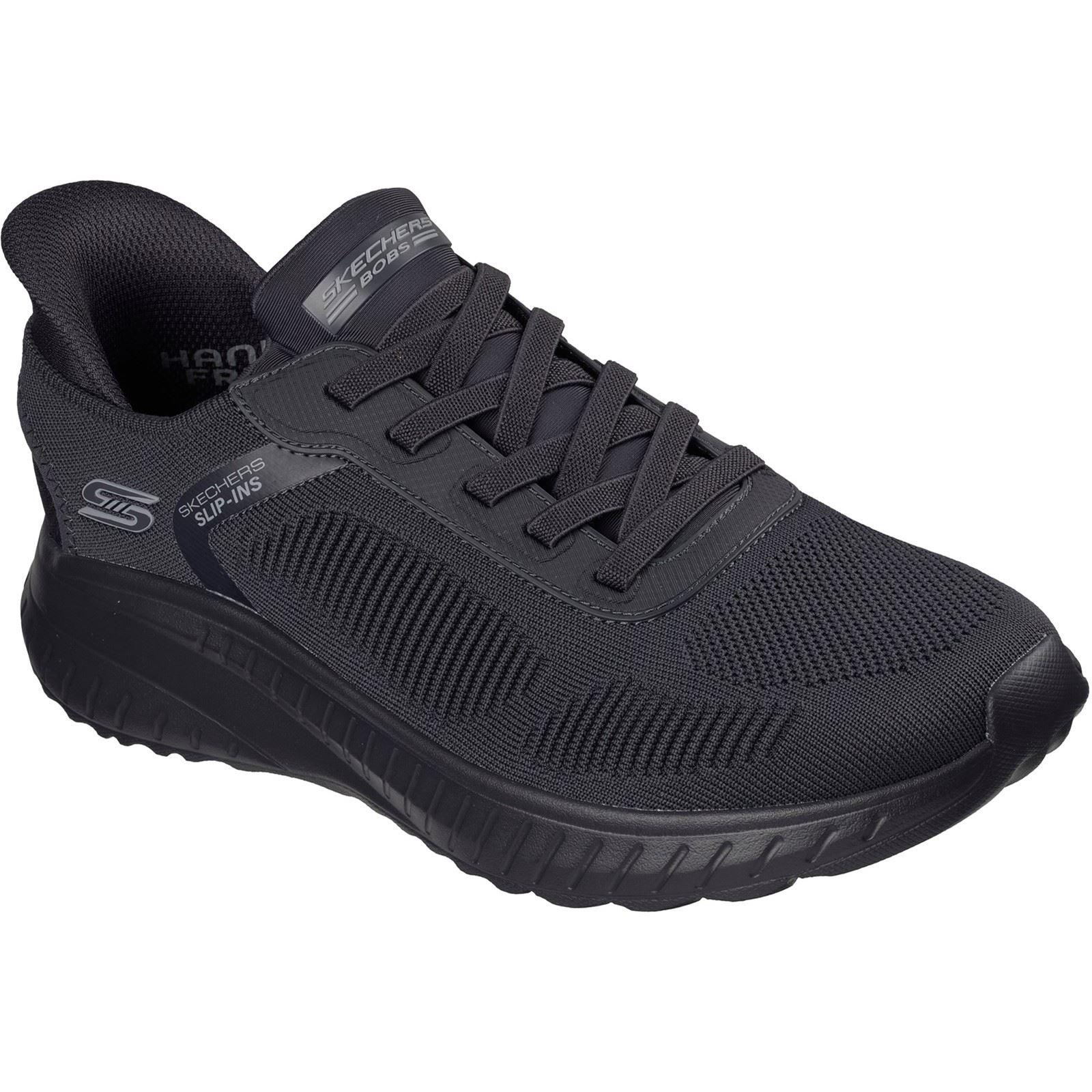 Skechers BOBS Sport Squad Chaos Solid Step Textil Herren Dunkelgrau Sneaker