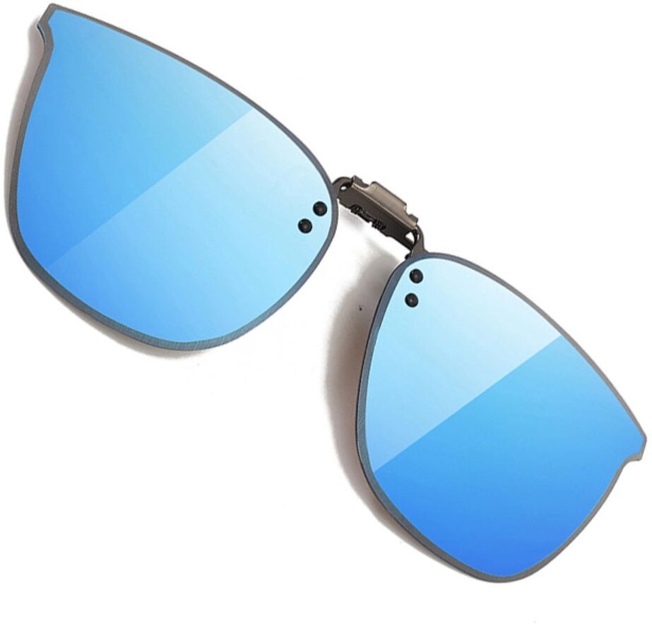 INF Polarisierte Clip-On Flip-Up Sonnenbrille mit Reißverschlusstasche – Edelstahl, Silikon, TAC-Linsen, Mehrfarbig Blau