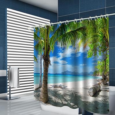 Meerwasserpflanze Landschaft Druck mit Haken Duschvorhang moderne Polyester Bearbeitung wasserdicht Badezimmer