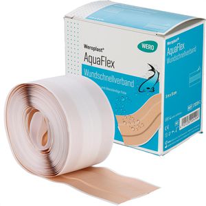 Wero Pflaster AquaFlex Wundverband, 1 Rolle, wasserdicht, sensitiv, elastisch, 5m x 8cm