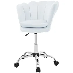 ML-Design Bürostuhl Hellblau Samt – Schminktischstuhl mit Muschel-Rückenlehne, höhenverstellbar, Drehstuhl mit Rollen, Polstersessel für Schlafzimmer,