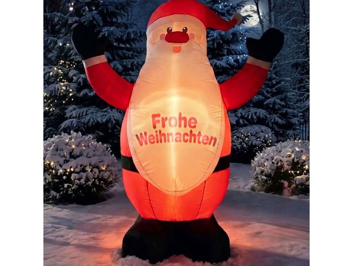 Aufblasbarer Weihnachtsmann mit LED, Frohe Weihnachten, H 200 cm