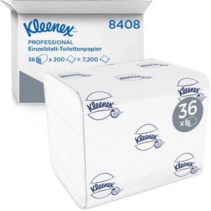 Kleenex Toilettenpapier 8408, 2-lagig, Recyclingpapier, 200 Einzelblatt, 36 Pack