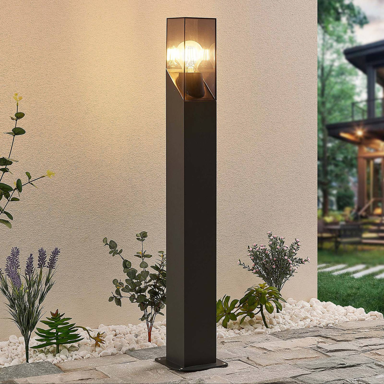 Lucande Fiola moderne tuinpadverlichting, zwart, dimbaar, aluminium