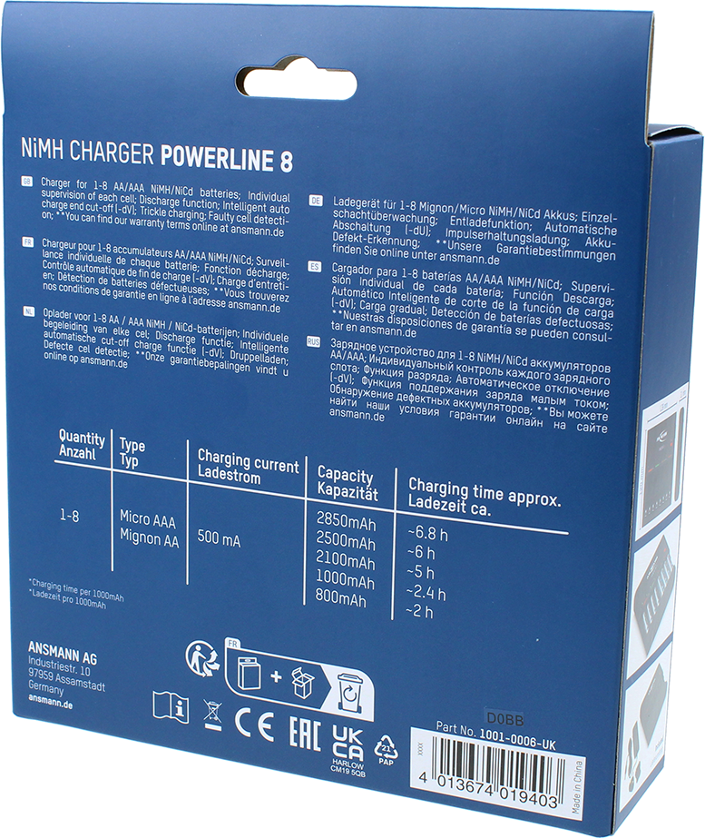 Ansmann Powerline 8 AA/AAA Battery Charger   UK/EU Plug
