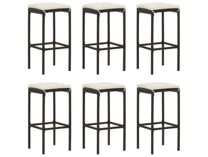 VIHHQGC Barhocker mit Kissen 6 STK. Braun Poly Rattan mit Fußstütze Stahlgestell, abnehmbarer Polyesterbezug, waschbar, wetterfestes PE-Rattan, für Restaurant und Zuhause
