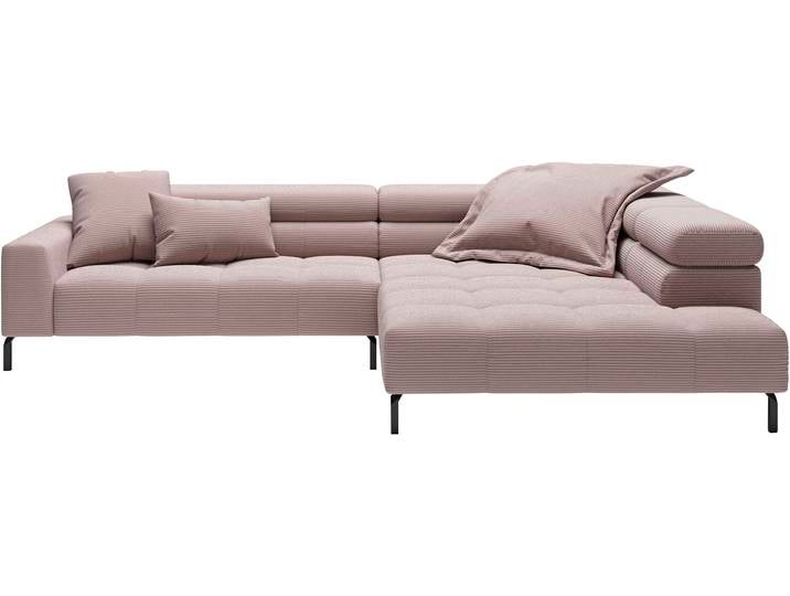 Ecksofa HOME AFFAIRE Claya, 311 cm breit, L-Form, inkl. Kopfteilverstellung , rosa, B:311cm H:71cm T:219cm, 88% Polyester, 12% Polyacryl, Sofas, Ecksofa, mit elektrischem Sitzvorzug im Hauptelement