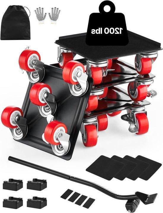 VEVOR Meubelroller Set Verhuishulp Dollies Zwart - 4 Stuks - 1200 Lbs Draagvermogen