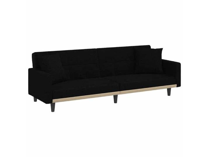 CHIC Canapé-Lit - Lit gigogne Convertible - avec coussins noir tissu - 220x89x70 cm 949214 S11