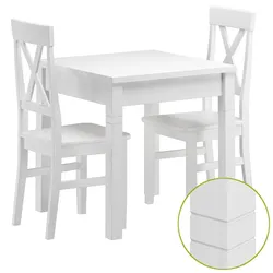Erst-Holz Tisch-Set mit Tisch und 2 Stühle Kiefer Massivholz waschweiß 90.70-50 B W-Set 23