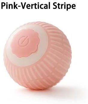 Inspired Finds USB Rechargeable Smart Rolling Cat Ball Automatic Interactive Toy For Indoor Cats pink Vertical Stipe