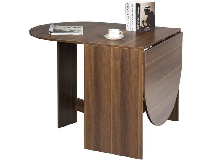 COSTWAY Table à Manger Pliable/Extensible Jusqu'à 163 CM 4 - 7 Personnes Convertibles à Console Marron