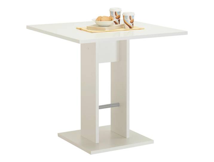 Carryhome Esstisch, Weiss, Holzwerkstoff, quadratisch, Wange, Bodenplatte, 75x74x75 cm, Esszimmer, Esstische, Esstische