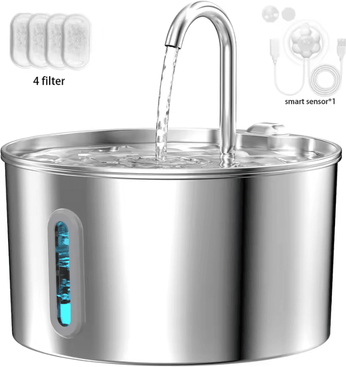 Inspire Curations AquaFlow Stainless Steel Automatic Pet Water Fountain 2.2L yellow