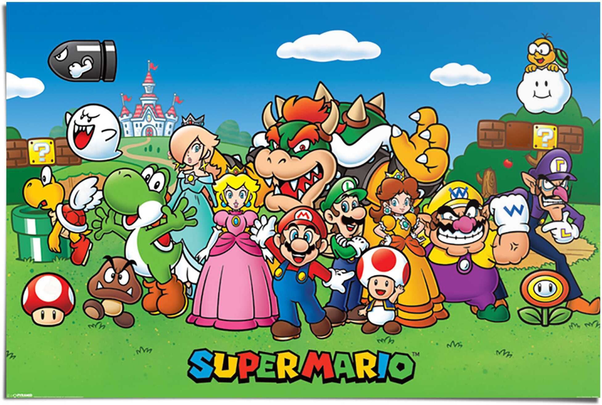 Reinders! Poster REINDERS "Poster Super Mario", bunt (farbe bild(er): mehrfarbig), B:91,5cm H:61cm, Papier, Bilder, Poster farbe bild(er): mehrfarbig B/H/T: 91,5cm x 61cm, 1 Stk.