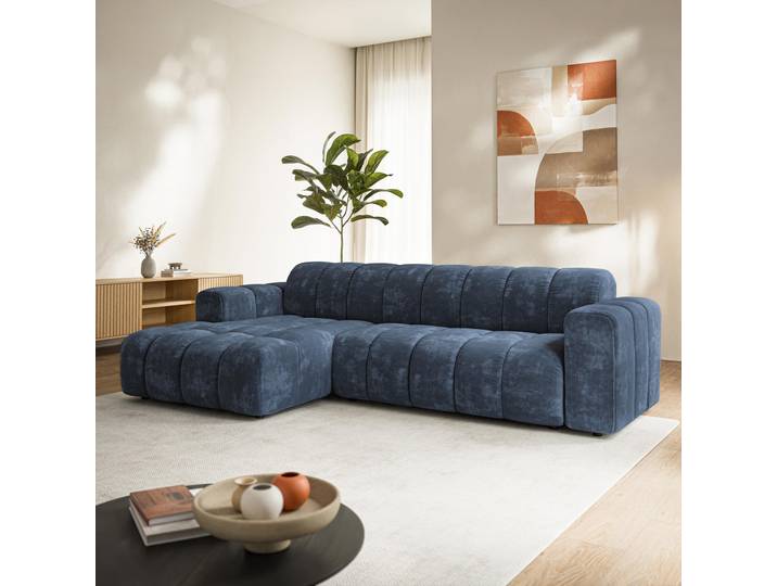 Masseno Ecksofa SETIA, Sofa L-Form, Moderne Eckcouch für Wohnzimmer - Blau, LUMO 05