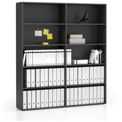 Doppeltes hohes Büroregal SEGMENT, 8 Böden, 1660 x 350 x 1880 mm, Graphit