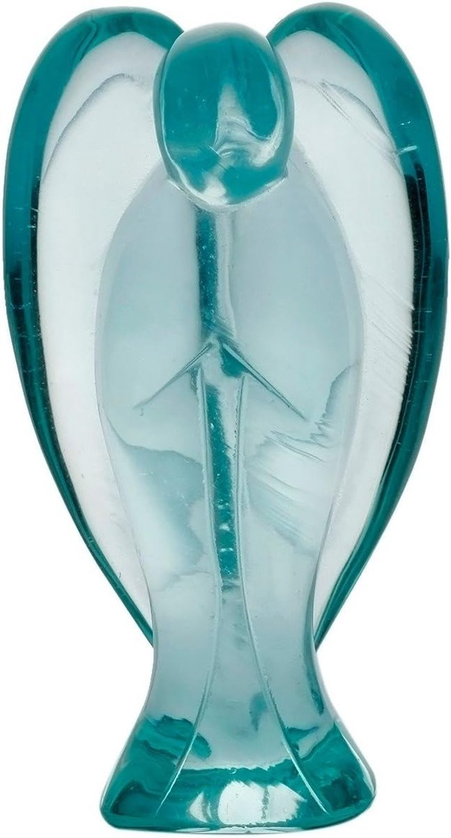 Beschermengel Beeldje Zee Blauw - Handgesneden Steen - Hoogte: 7,62 cm
