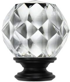 Lumi Home Furnishings "1"" Single Curtain Rod Set with Faceted Crystal Sphere Finial - 50""-144"""