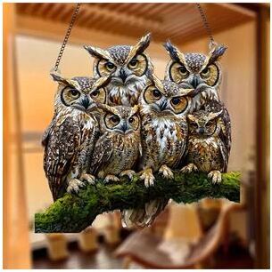 Uplift Treasures Colorful Owl Pendant Light Decor b 7.87 In