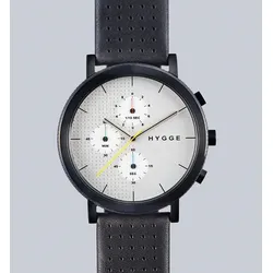 HYGGE - 2204 CHRONOGRAPH SERIE - black silver leather / 40 MM
