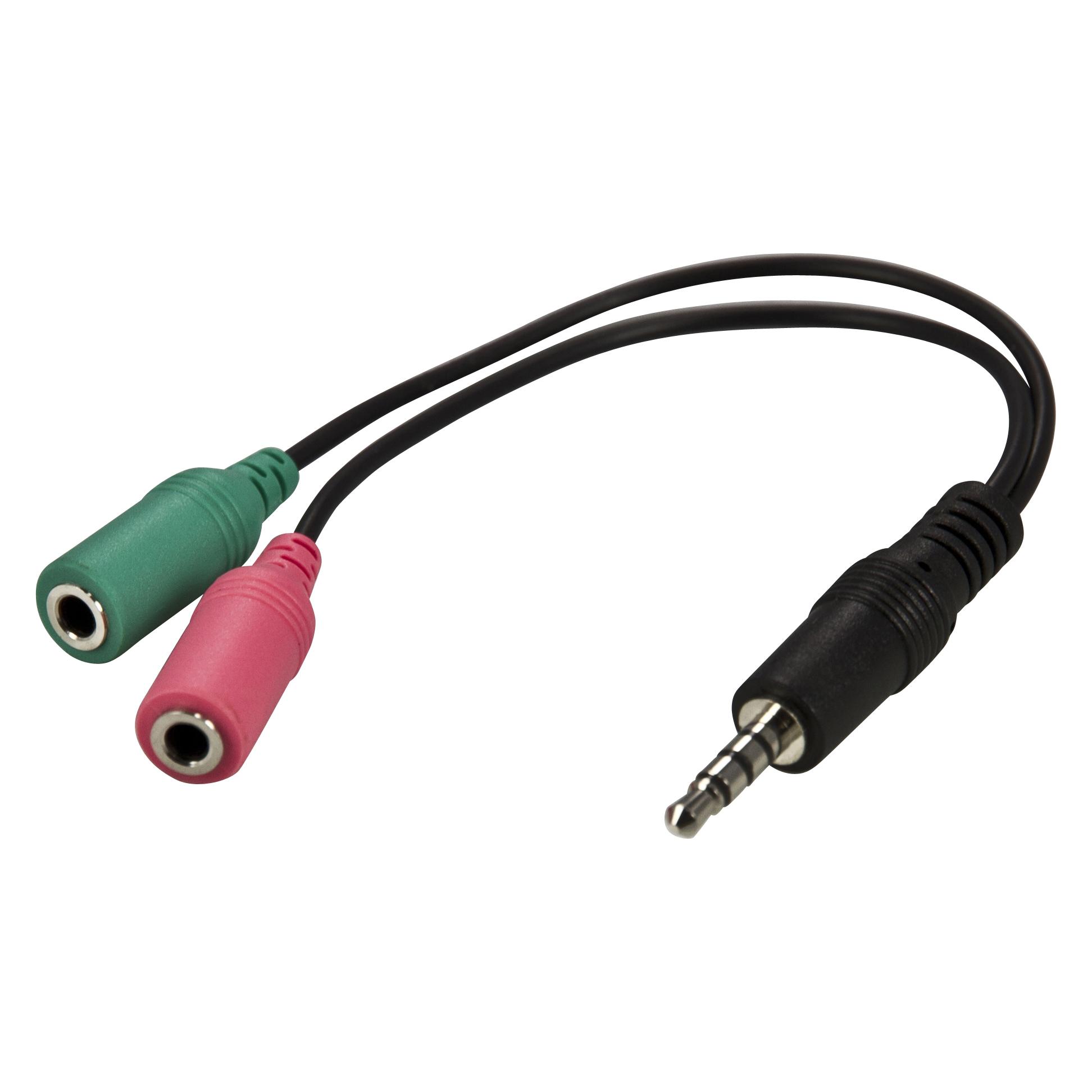 Deltaco AD-8 - 3.5mm - Männlich - 2 x 3.5mm - Weiblich - 0,1 m - Schwarz (Klinkenadapter) (AD-8)