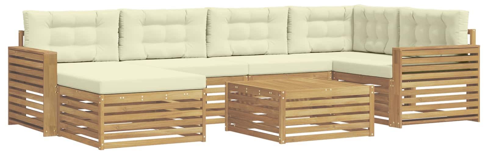 Garnitur aus 7 Gartenmöbeln, bestehend aus Sofas, in Weiß und Creme