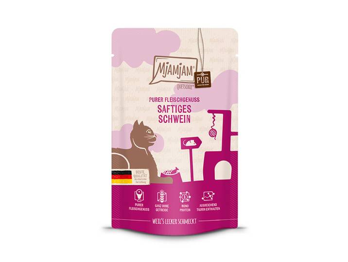 [Peut être servi frais pour l'été] MjAMJAM Quetschie Pur Nourriture humide pour chat au porc 125 g