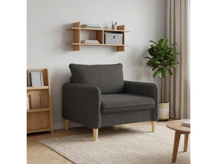 XL-Sessel Dunkelgrau Bouclé mit Metallrahmen 100 % Polyester-Bouclé, Holzwerkstoff-Metall-Rahmen, Kunststoff-Pfostenbeine, Schaumstofffüllung, Armlehnen