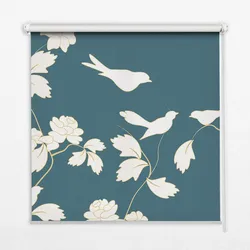 INNENROLLO - Fensterrollo - Rollo - 100x180 cm - Weiße Vögel auf weißen Blüten
